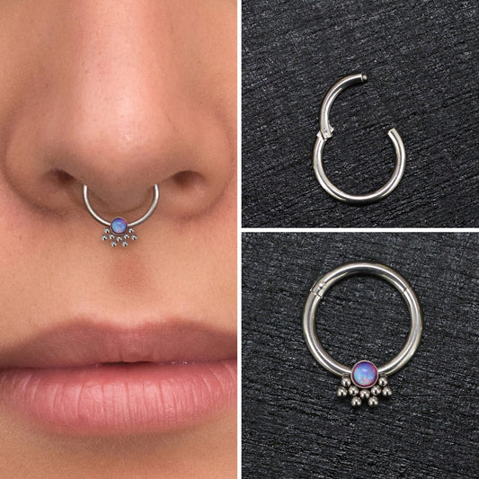 Surgical Steel Septum Ring Clicker Earring - TitaniumFashion