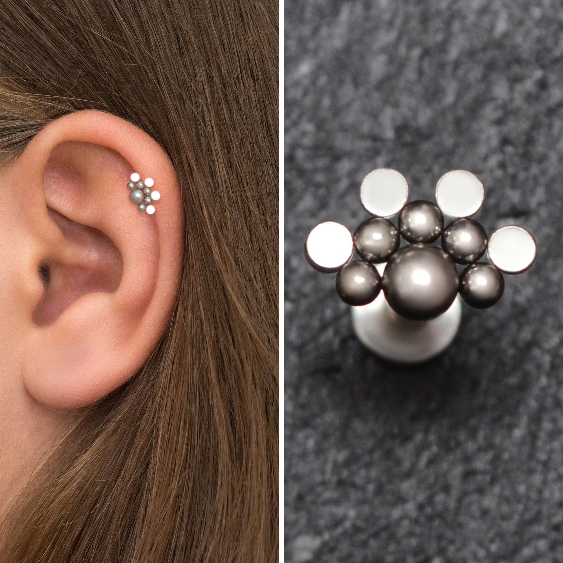 Flat Back Cartilage Earring Stud Surgical Steel - TitaniumFashion