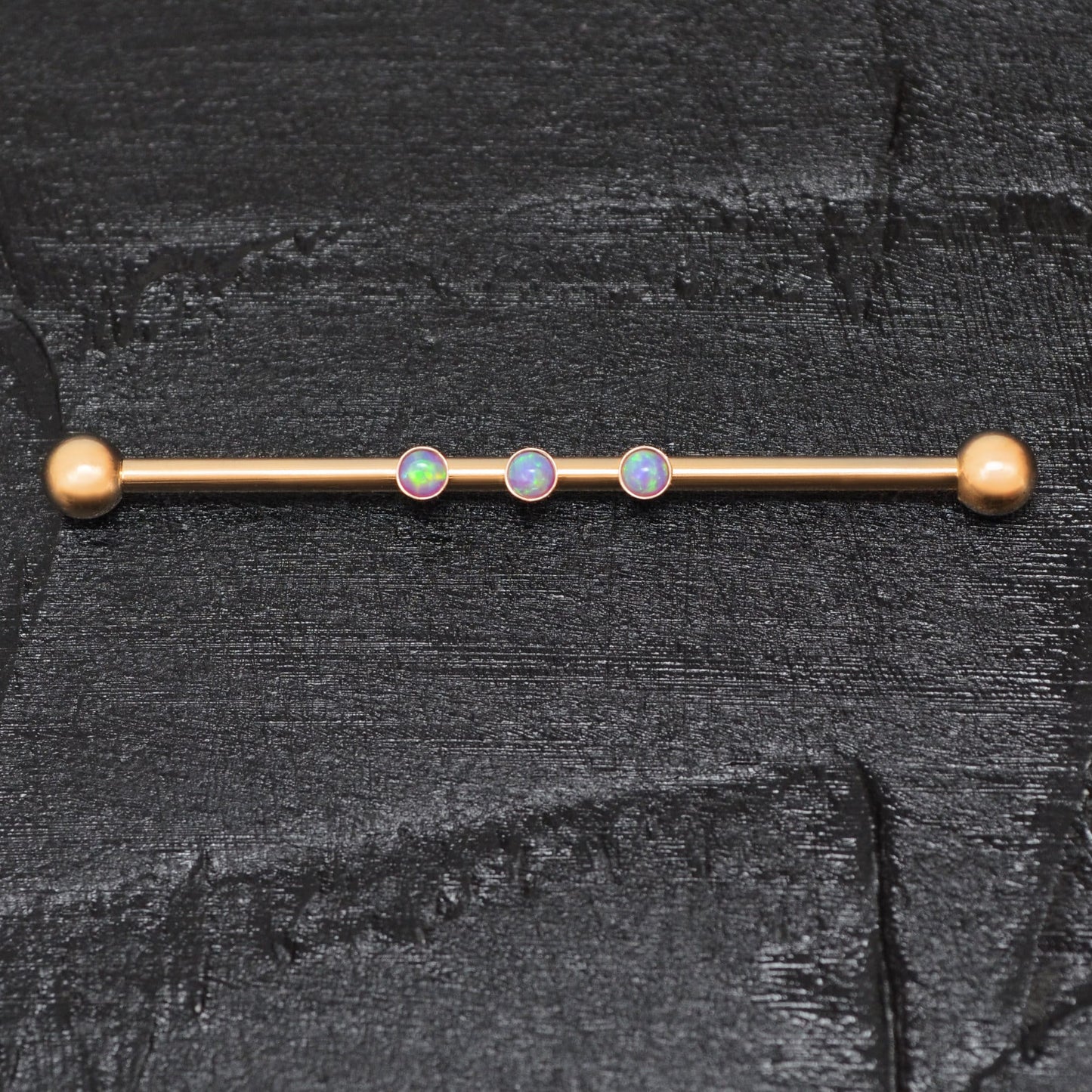 Opal Industrial Barbell 14g - TitaniumFashion