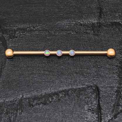 Opal Industrial Barbell 14g - TitaniumFashion