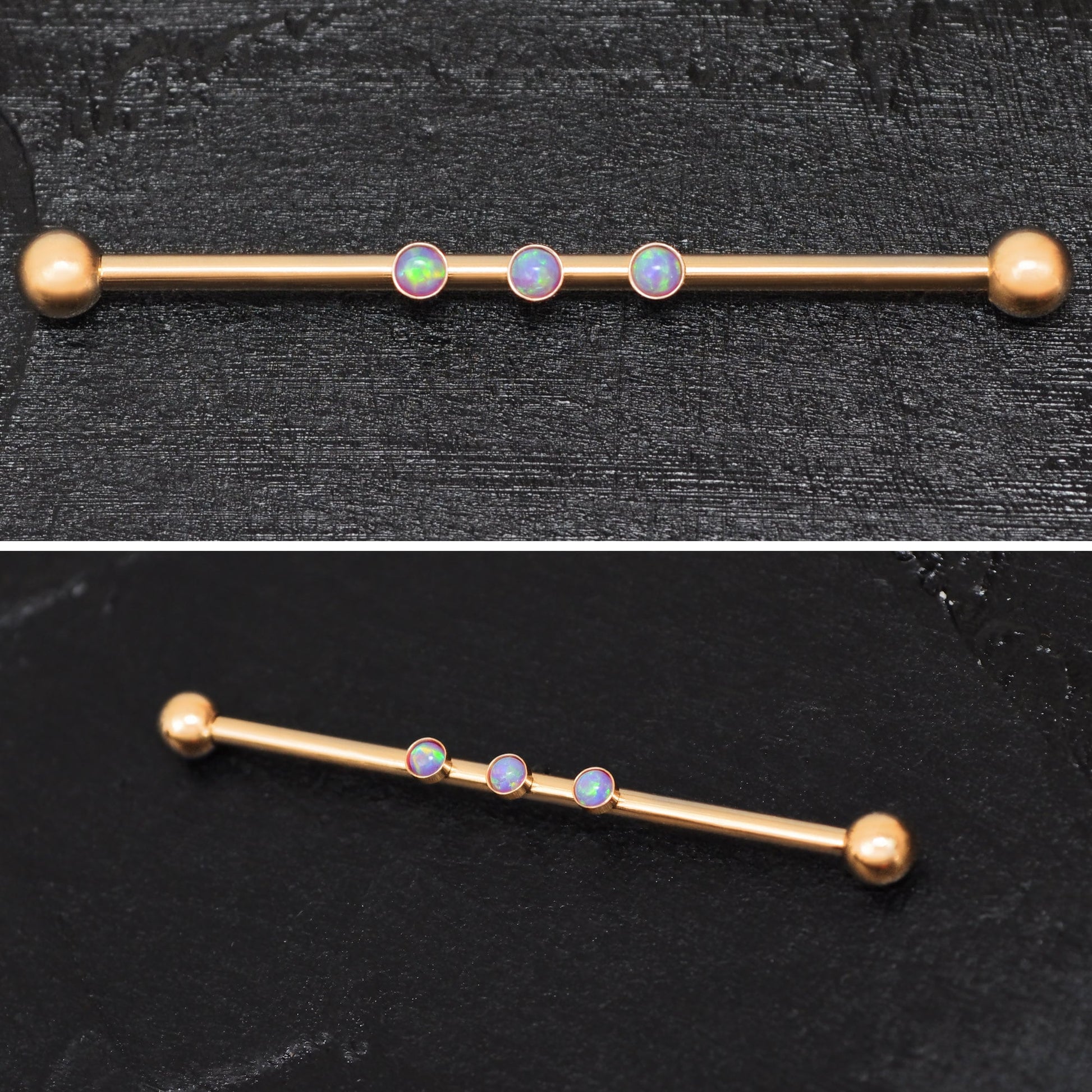 Opal Industrial Barbell 14g - TitaniumFashion