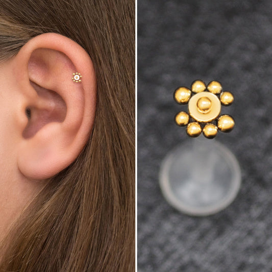 Flat Back Cartilage Earring Stud Bioflex - TitaniumFashion