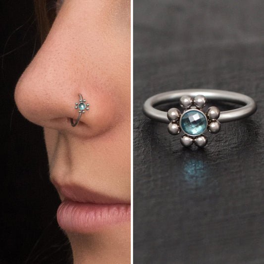 CZ Nose Ring Surgical Steel - TitaniumFashion