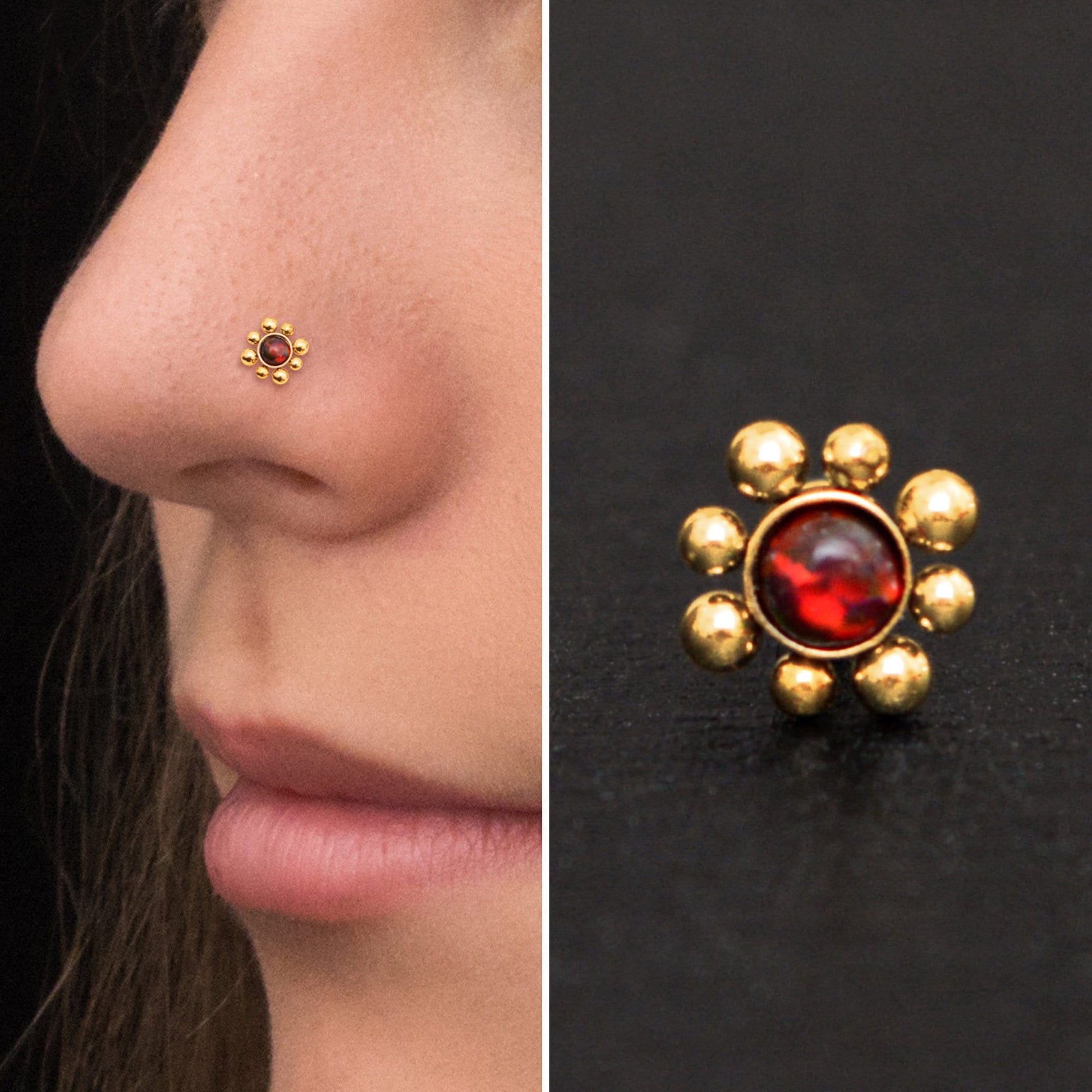 Opal Nose Stud Screw - TitaniumFashion