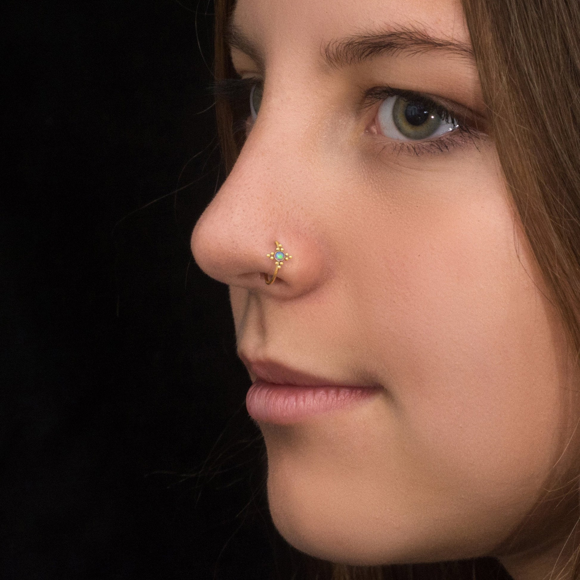 Surgical Steel Nose Hoop Opal - TitaniumFashion