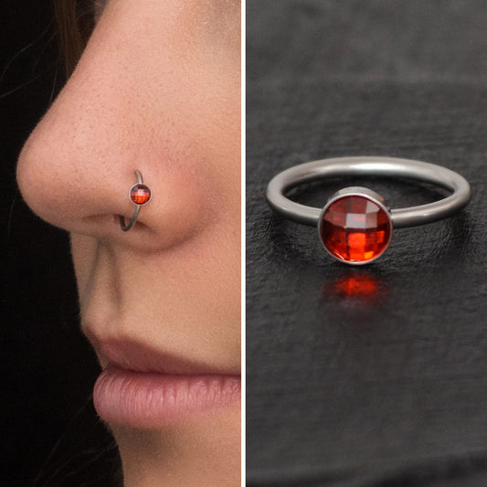 CZ Nose Ring Titanium Implant Grade - TitaniumFashion