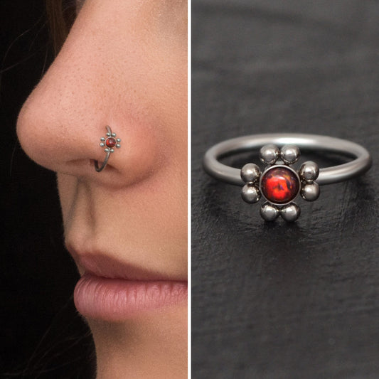 Opal Nose Ring Titanium Implant Grade - TitaniumFashion