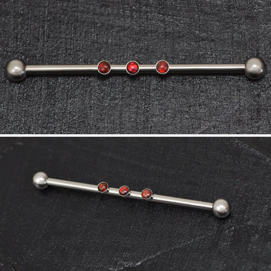 Opal Industrial Barbell 14g - TitaniumFashion