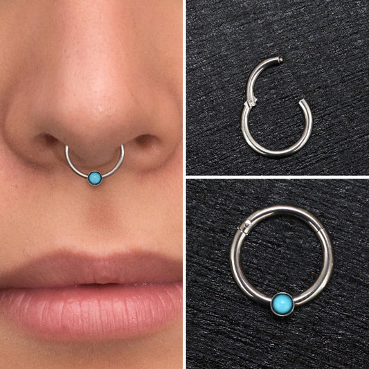 Turquoise Septum Hoop Titanium Implant Grade - TitaniumFashion