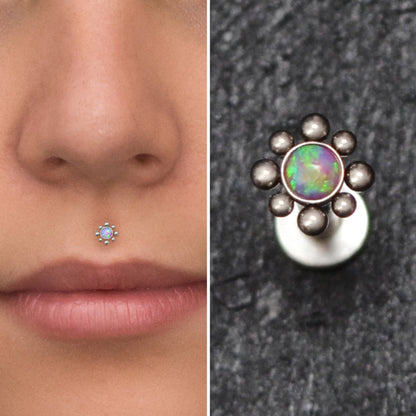 Titanium Lip Ring Opal - TitaniumFashion