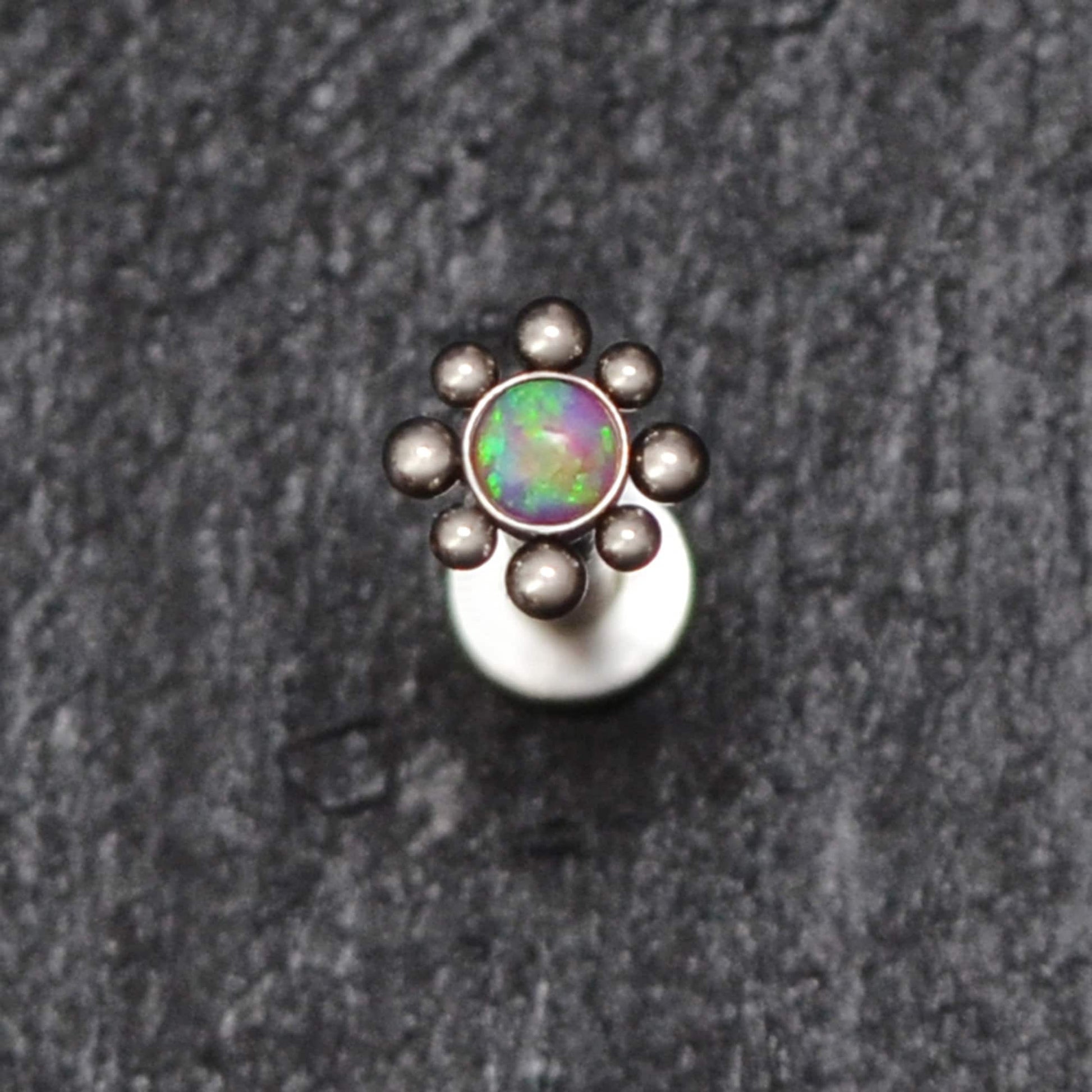 Titanium Lip Ring Opal - TitaniumFashion