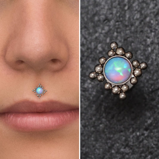 Opal Lip Piercing Titanium Implant Grade - TitaniumFashion