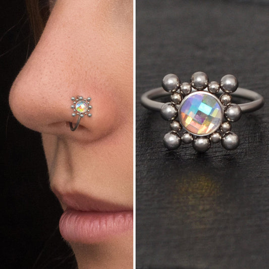 CZ Nose Ring Titanium Implant Grade - TitaniumFashion