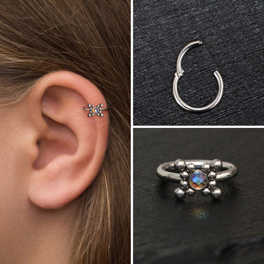 Surgical Steel Tragus Earring Hoop - TitaniumFashion