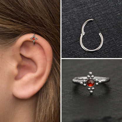 CZ Tragus Hoop Surgical Steel - TitaniumFashion