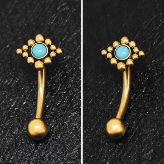 Turquoise Rook Piercing Surgical Steel - TitaniumFashion