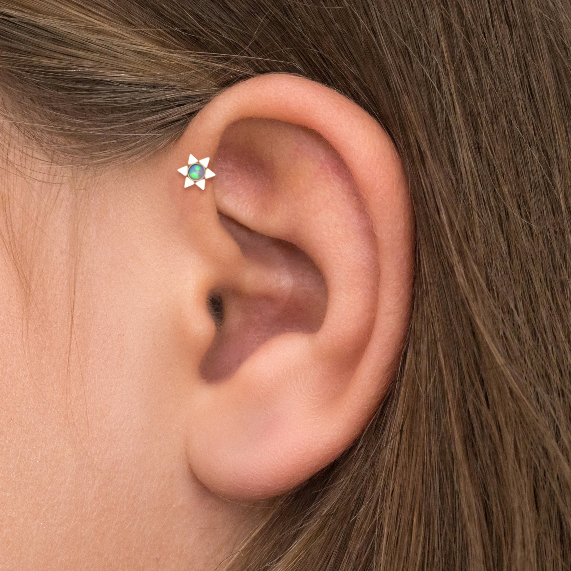 Opal Tragus Earring Surgical Steel - TitaniumFashion