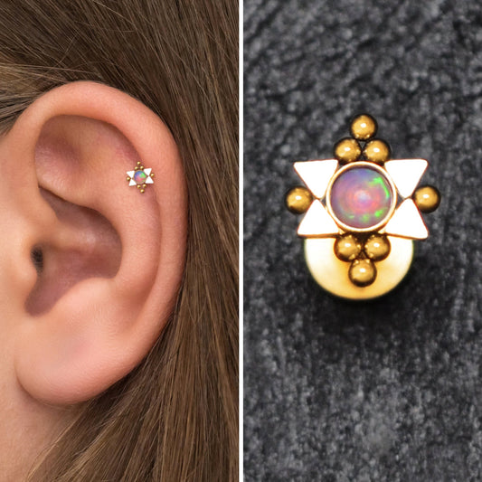 Opal Cartilage Piercing Surgical Steel - TitaniumFashion