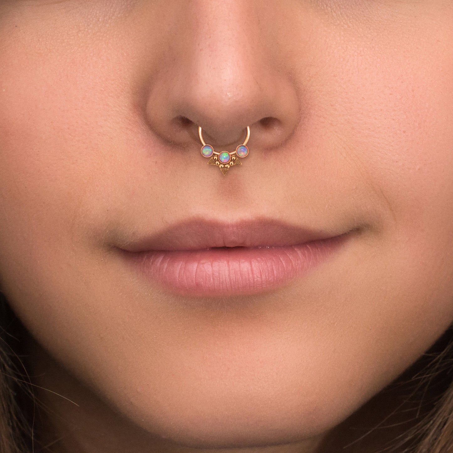 Opal Septum Ring Surgical Steel - TitaniumFashion