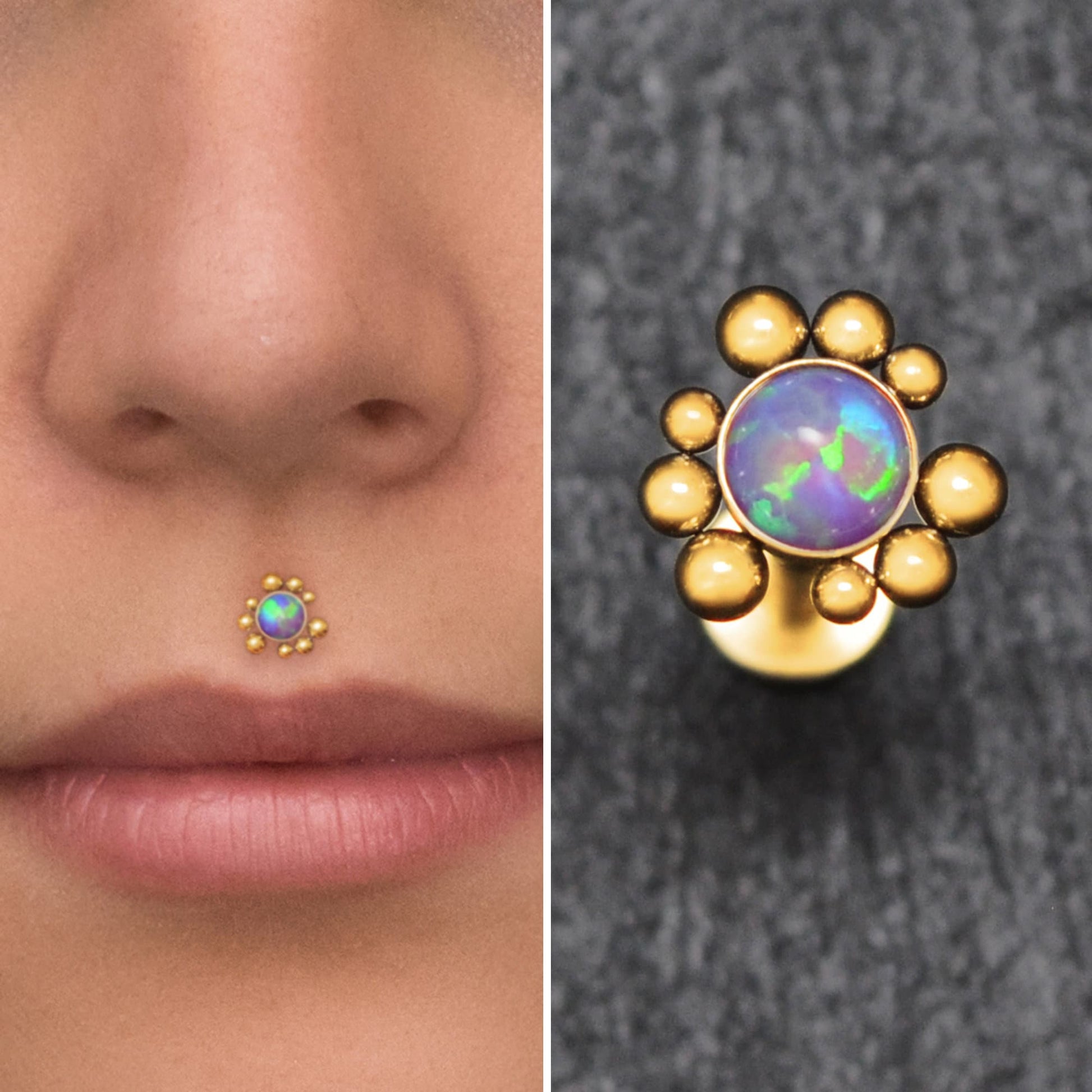 Lip Ring Opal - TitaniumFashion