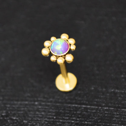 Lip Ring Opal - TitaniumFashion