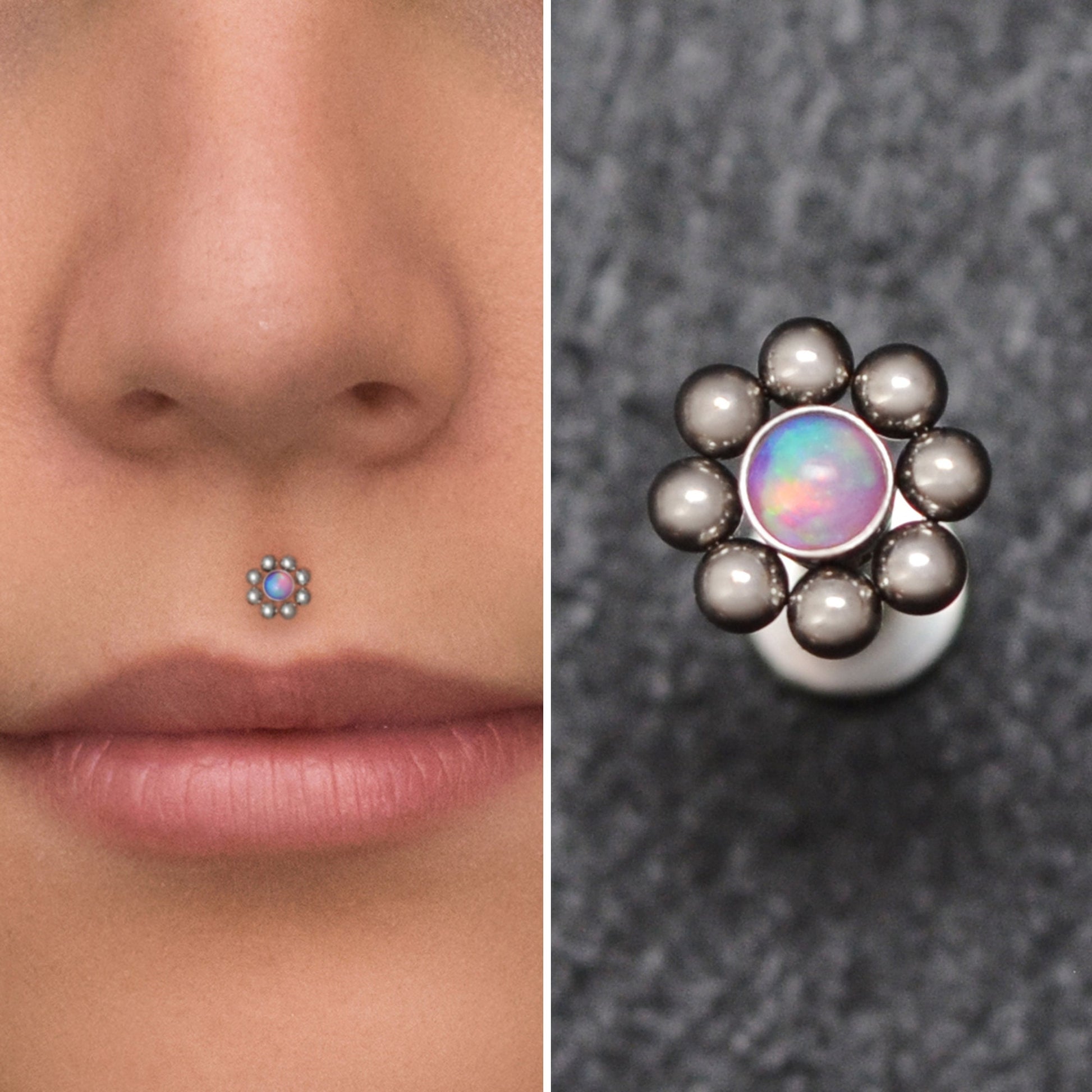 Lip Ring Opal - TitaniumFashion