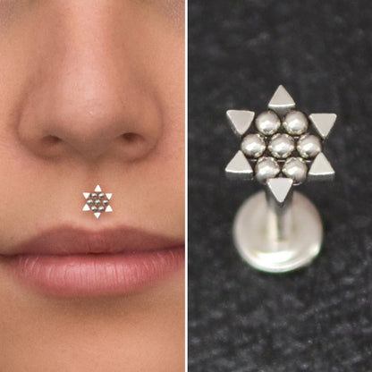 Surgical Steel Lip Ring - TitaniumFashion