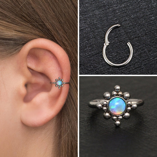 Opal Rook Earring Titanium Implant Grade - TitaniumFashion