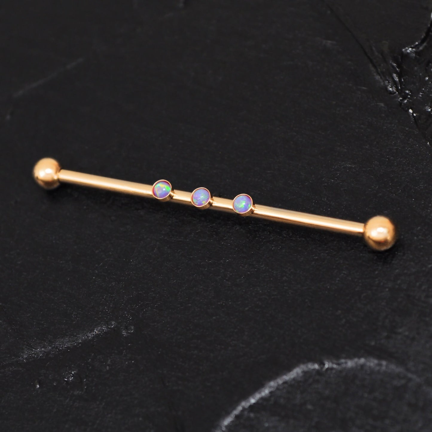 Opal Industrial Barbell 14g - TitaniumFashion