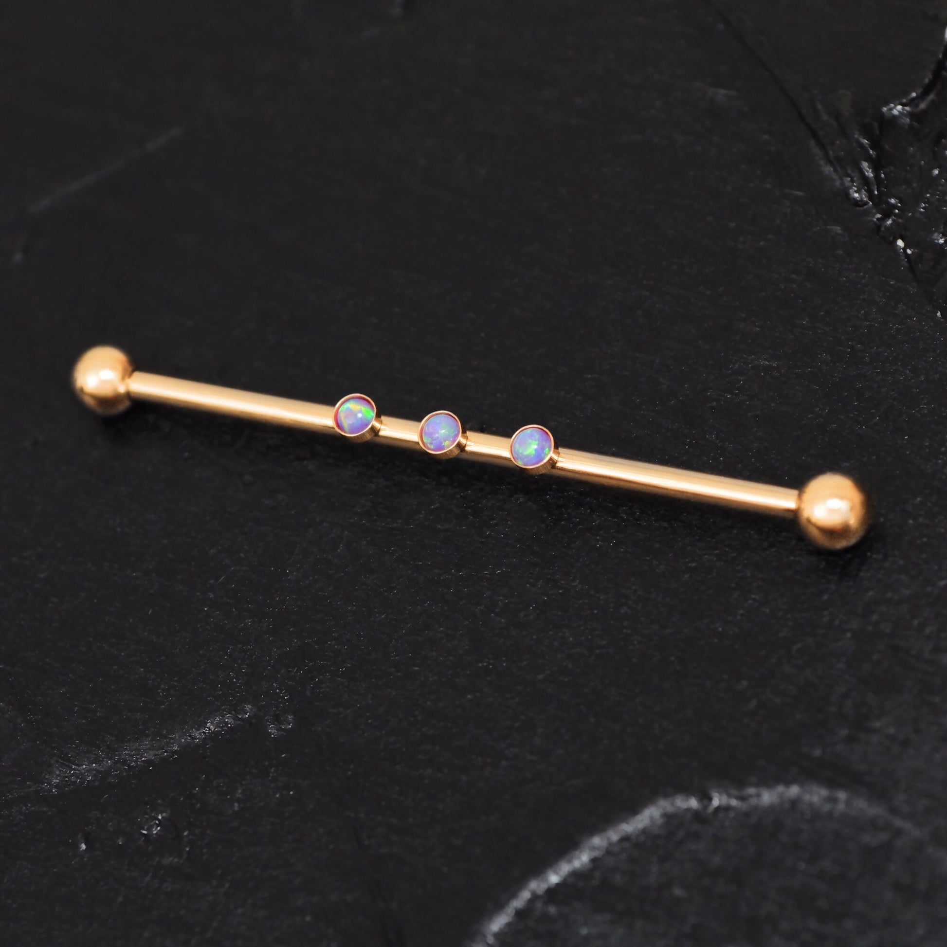 Opal Industrial Barbell 14g - TitaniumFashion