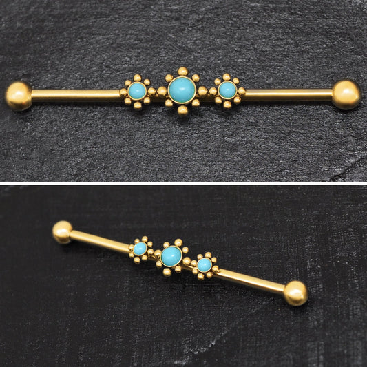 Turquoise Industrial Barbell Surgical Steel - TitaniumFashion