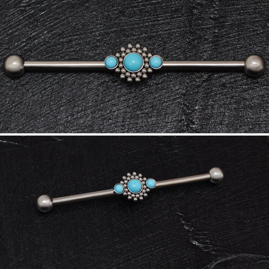 Turquoise Industrial Piercing Jewelry Surgical Steel - TitaniumFashion