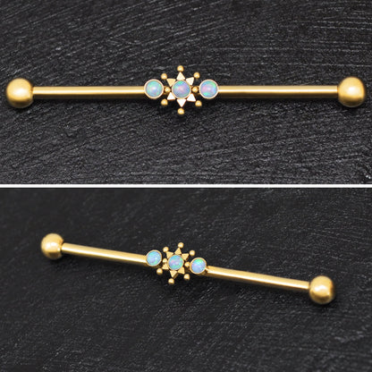 Opal Industrial Barbell 14g - TitaniumFashion