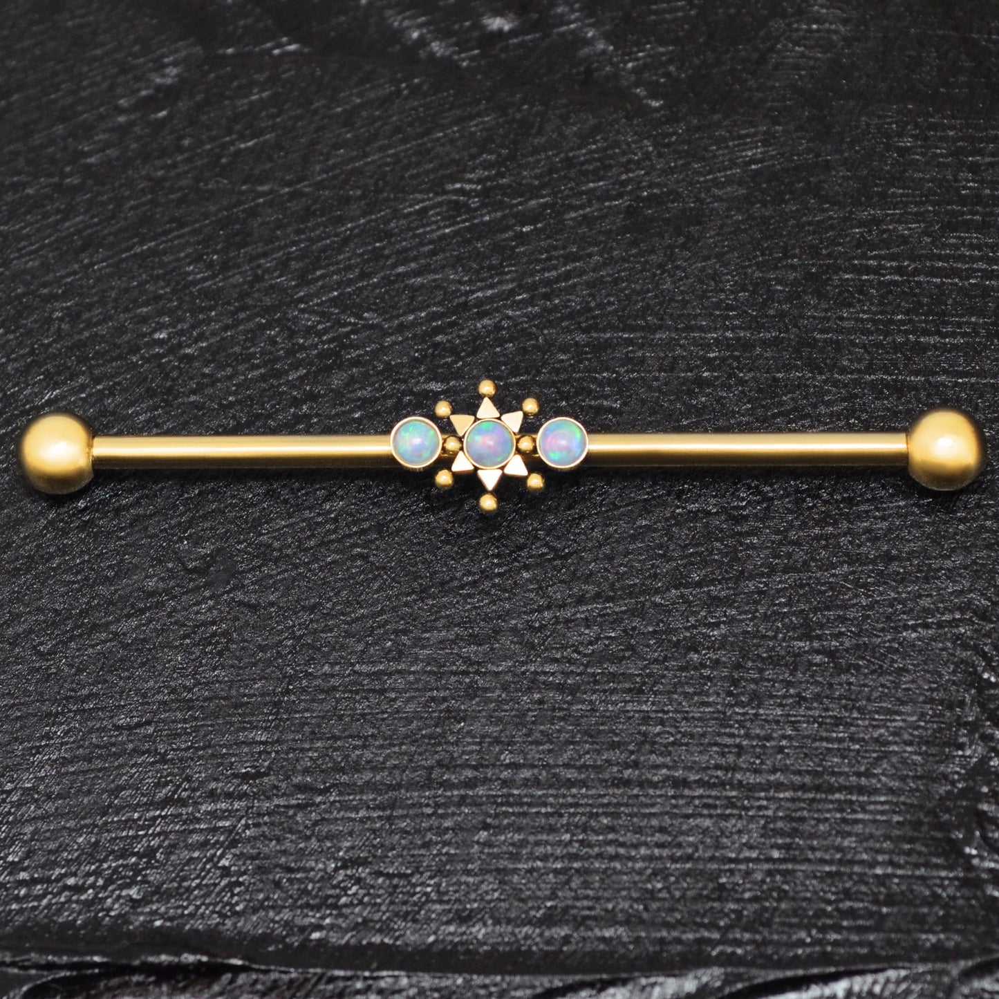 Opal Industrial Barbell 14g - TitaniumFashion