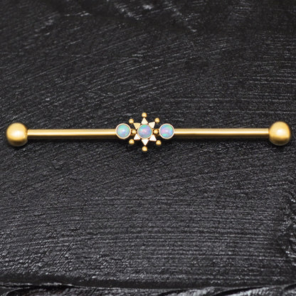 Opal Industrial Barbell 14g - TitaniumFashion