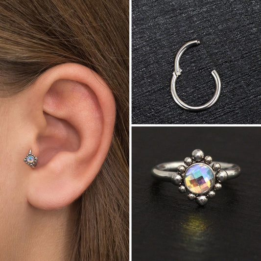 CZ Rook Earring Titanium Implant Grade - TitaniumFashion