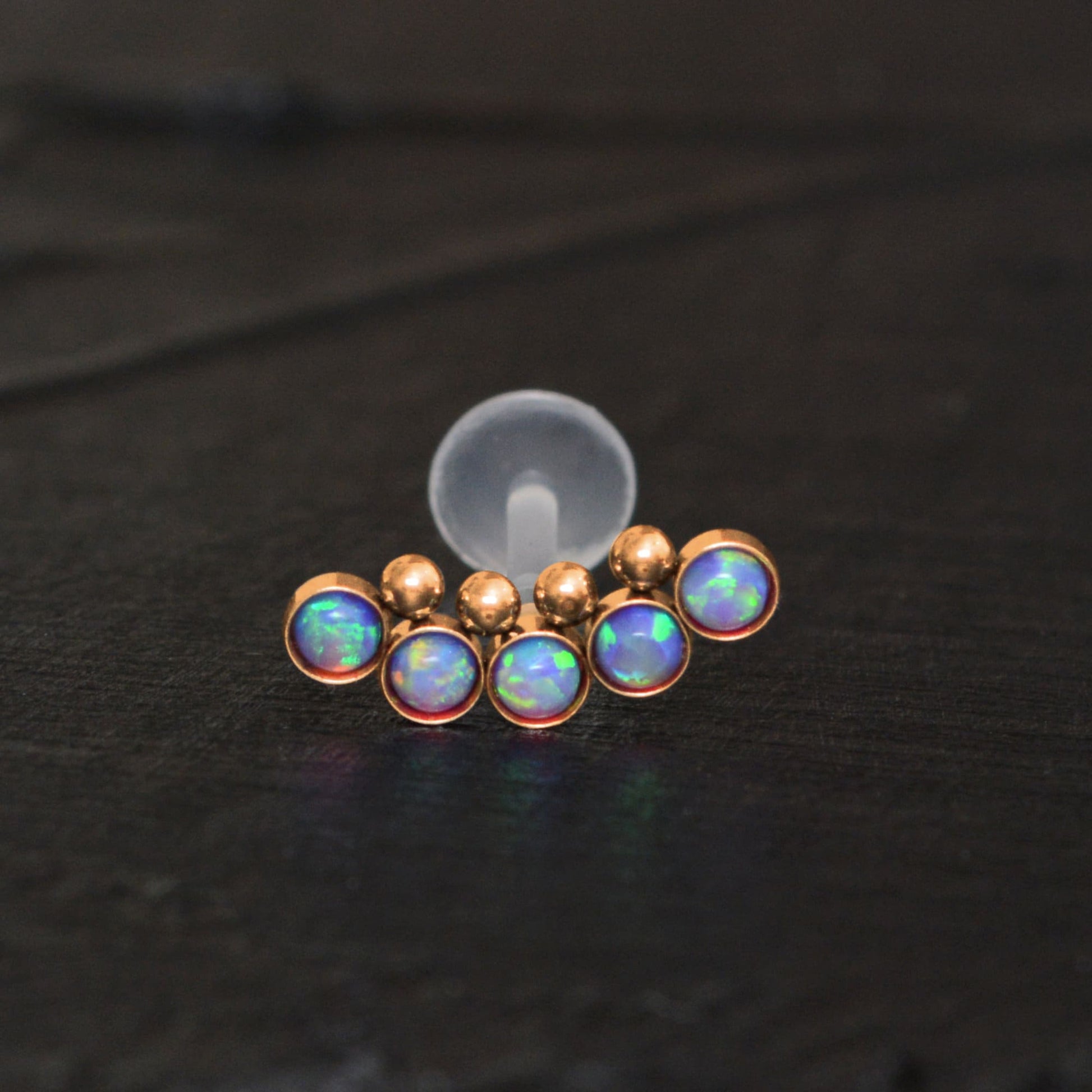 Bioflex Cartilage Curved Earring Opal - TitaniumFashion