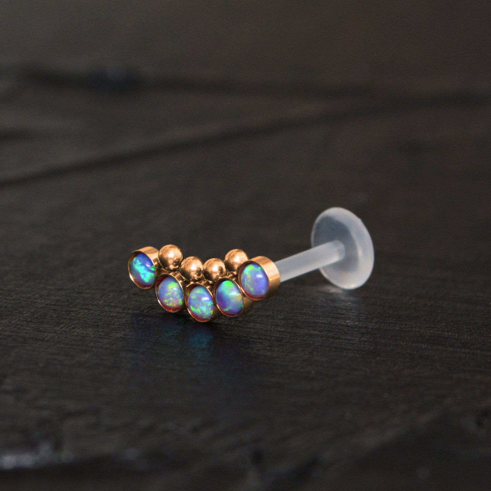 Bioflex Cartilage Curved Earring Opal - TitaniumFashion