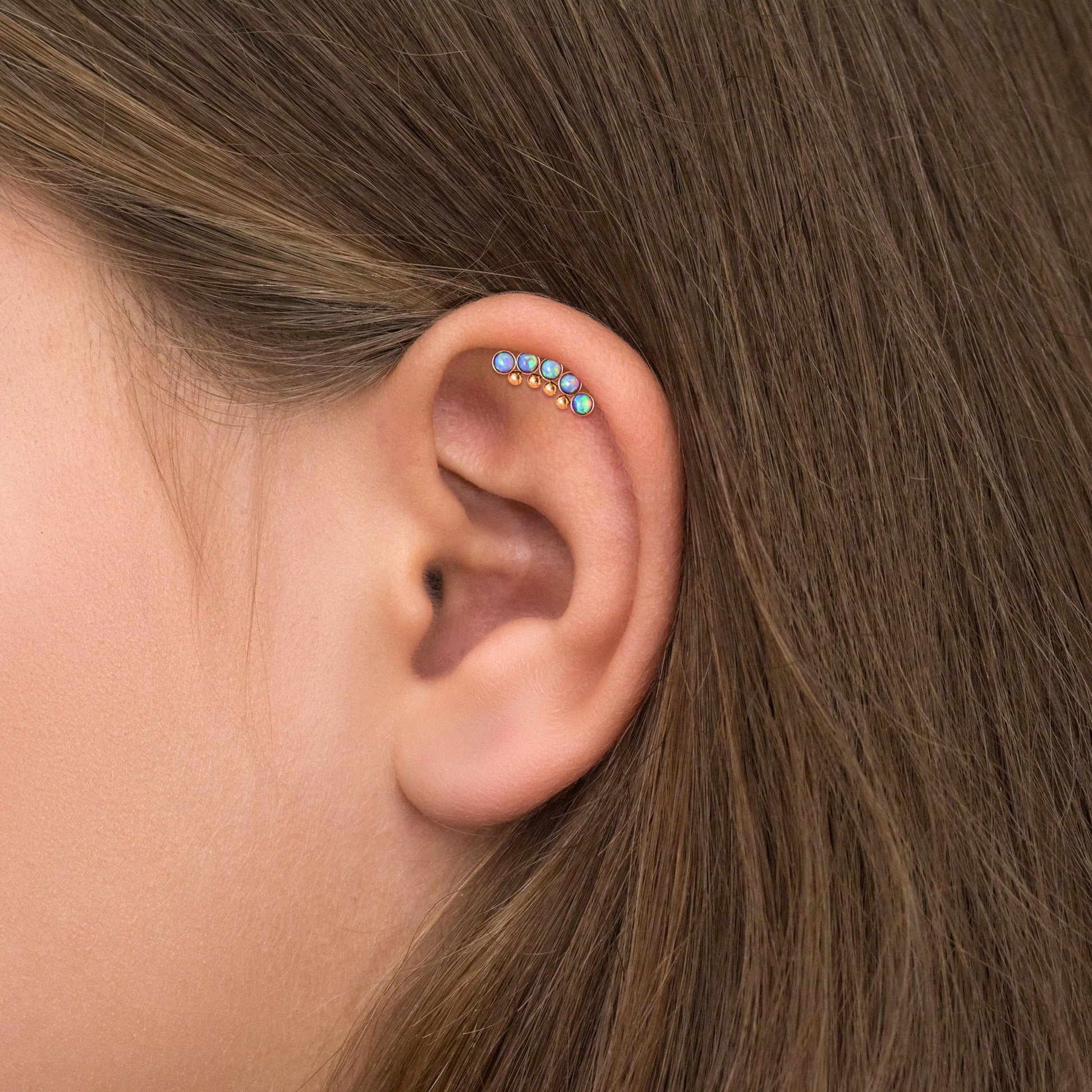 Bioflex Cartilage Curved Earring Opal - TitaniumFashion