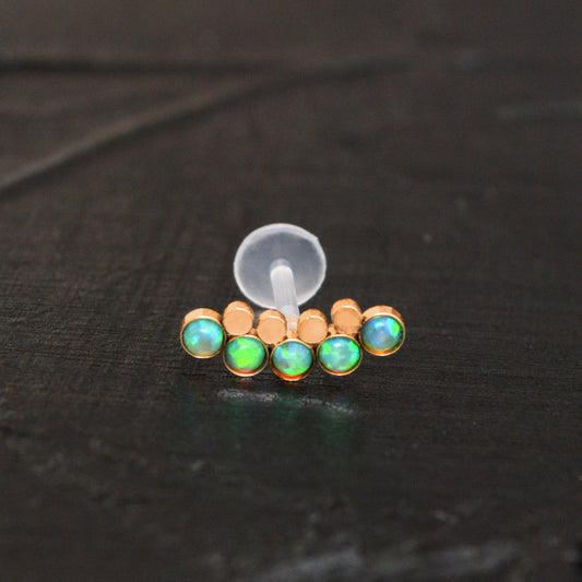 Opal Helix Curved Barbell Earring - TitaniumFashion