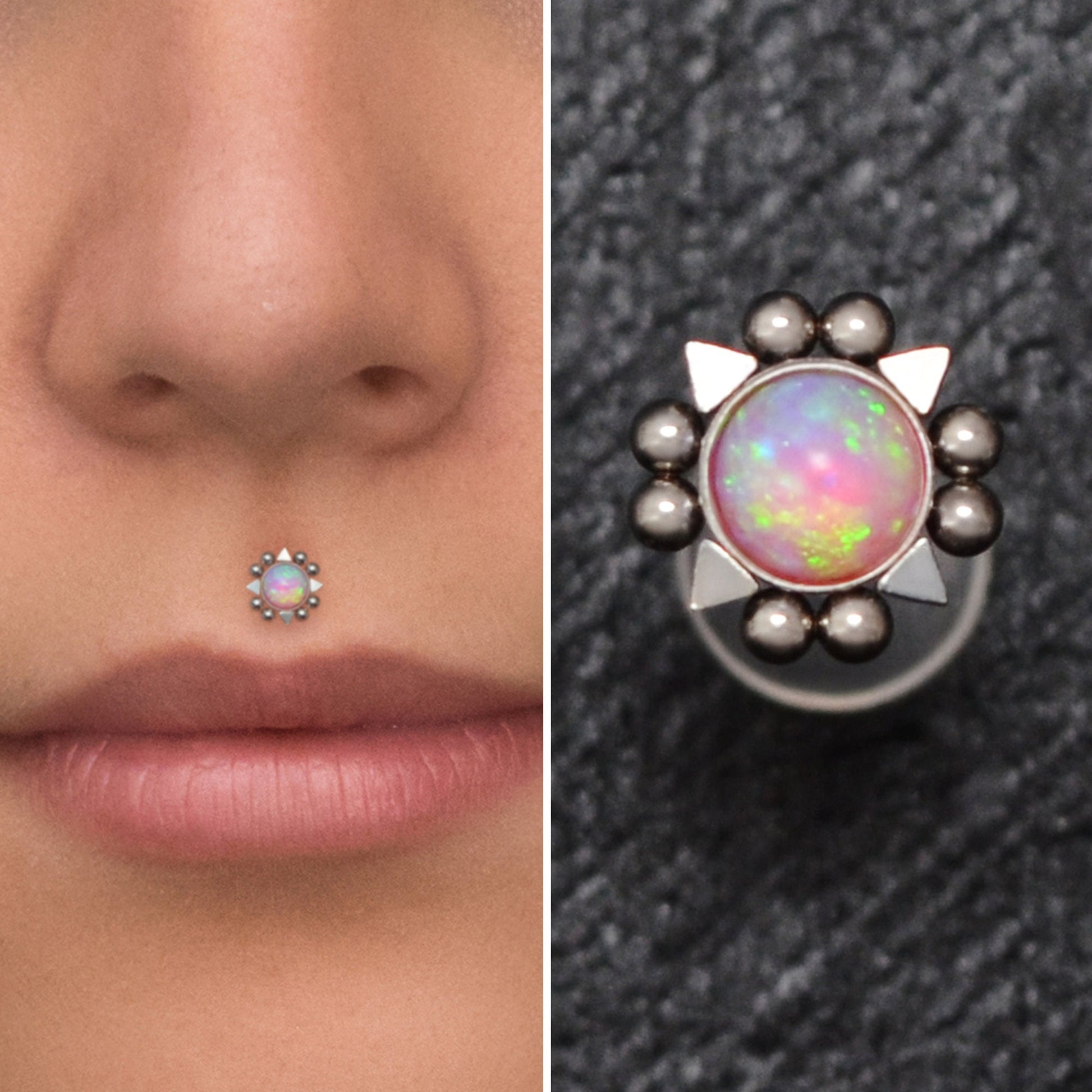 Opal Lip Piercing Bioflex - TitaniumFashion