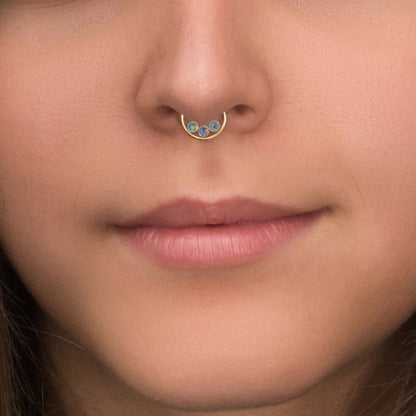 CZ Septum Clicker Hoop Surgical Steel - TitaniumFashion