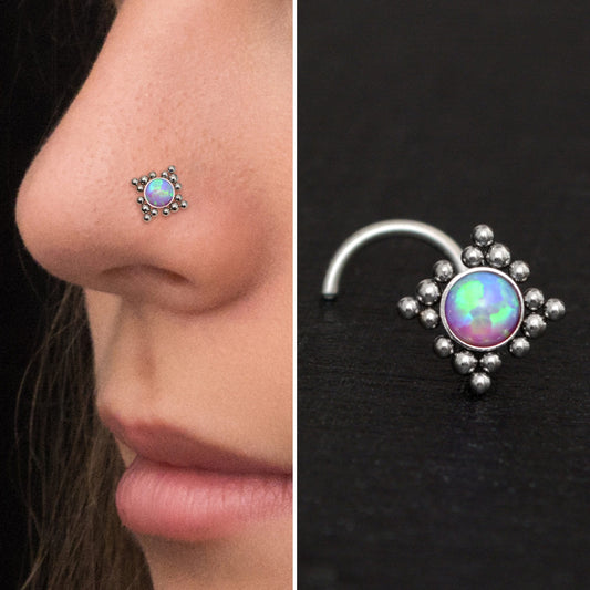 Opal Nose Stud Screw - TitaniumFashion