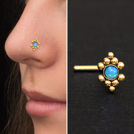 Opal Nose Bone Stud Surgical Steel - TitaniumFashion