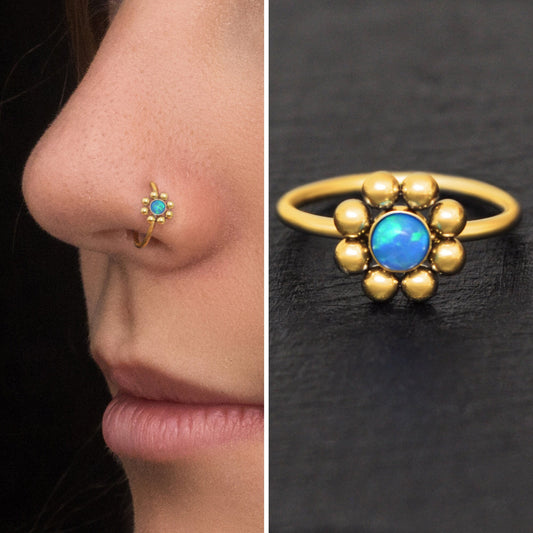 Opal Nose Jewelry Surgical Steel - TitaniumFashion