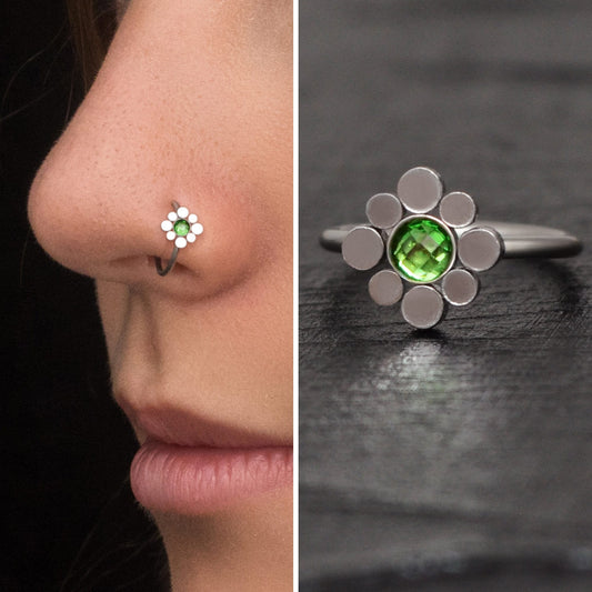 CZ Nose Ring Surgical Steel - TitaniumFashion