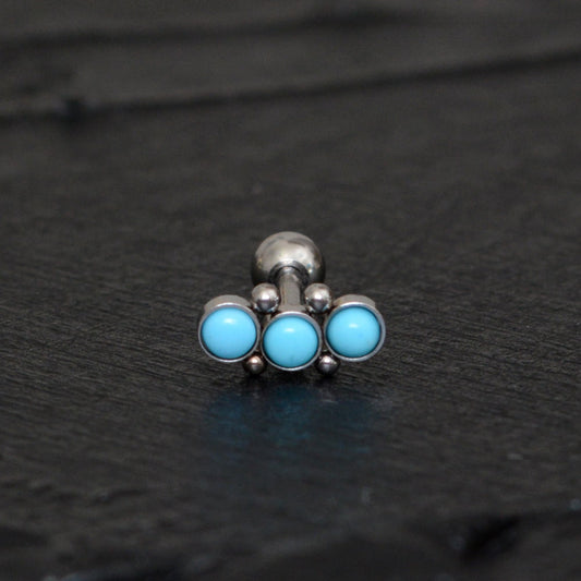 Turquoise Cartilage Curved Earring Surgical Steel - TitaniumFashion