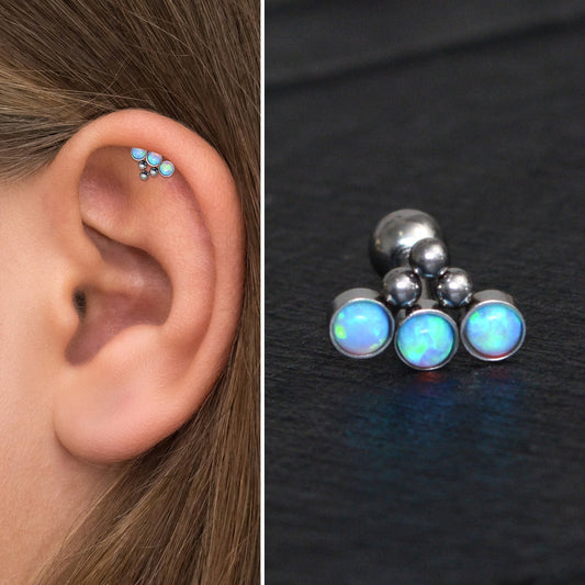 Cartilage Stud Earring Opal - TitaniumFashion