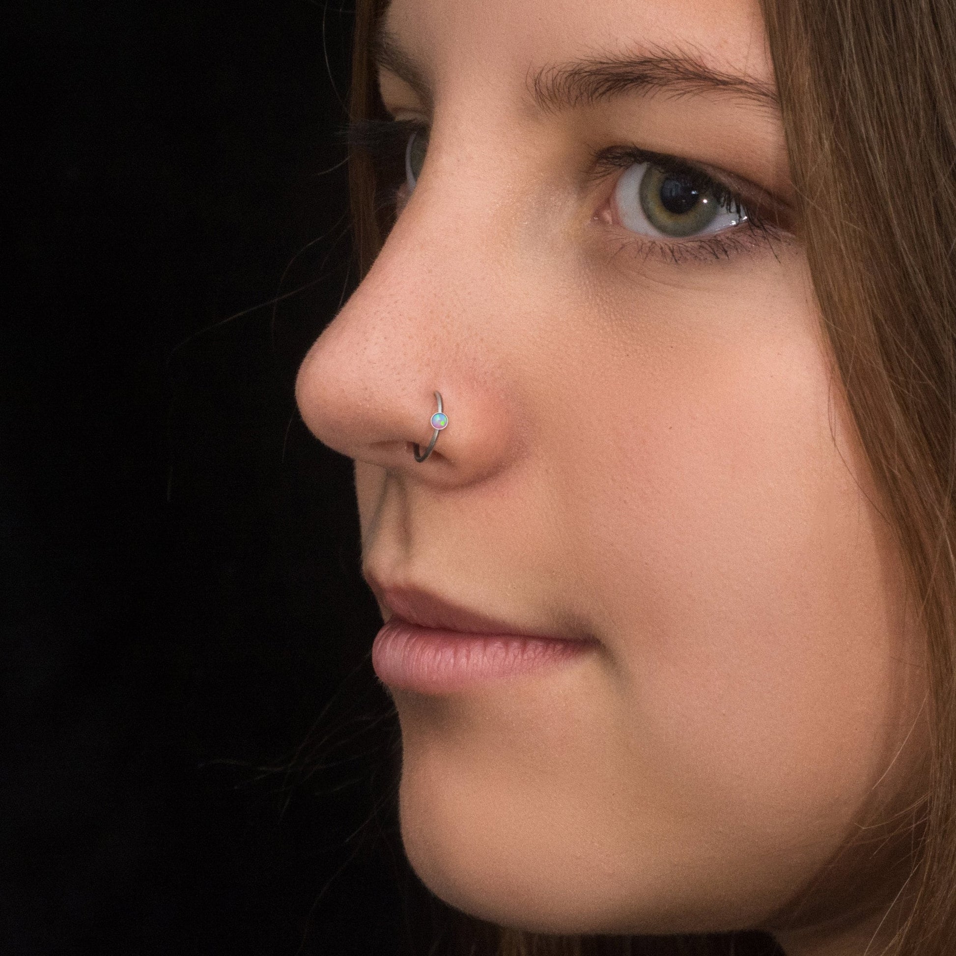 Titanium Nose Hoop Opal - TitaniumFashion