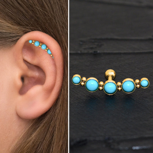 Turquoise Cartilage Curved Earring Surgical Steel - TitaniumFashion